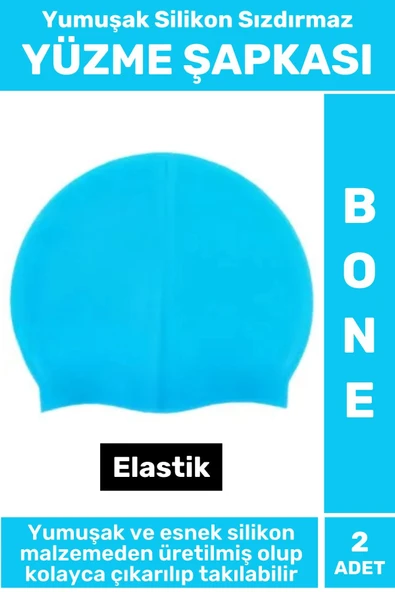 Özel Üretim Su Geçirmez Elastik Yüzücü Havuz Deniz Yüzme Şapkası Yumuşak Silikon Bone 2 Adet ürün görseli 1