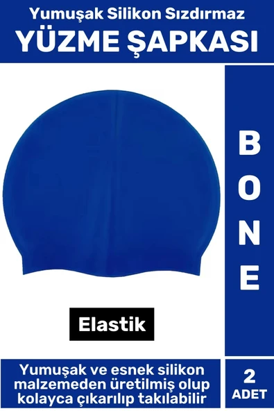 Özel Üretim Su Geçirmez Elastik Yüzücü Havuz Deniz Yüzme Şapkası Yumuşak Silikon Bone 2 Adet ürün görseli 1
