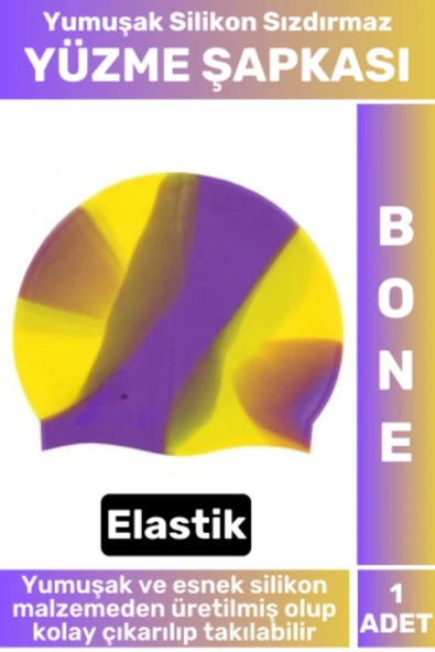 Premium Seri Su Geçirmez Elastik Yumuşak Yüzücü Havuz Deniz Yüzme Şapkası Silikon Bone 1 Adet ürün görseli 1