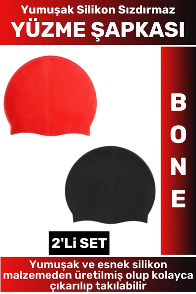 Özel Üretim Su Geçirmez Elastik Yumuşak Yüzücü Havuz Deniz Yüzme Şapkası Silikon Bone 2'Li SET ürün görseli 1