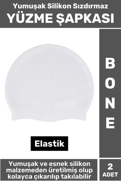 Özel Üretim Su Geçirmez Elastik Yüzücü Havuz Deniz Yüzme Şapkası Yumuşak Silikon Bone 2 Adet ürün görseli 1