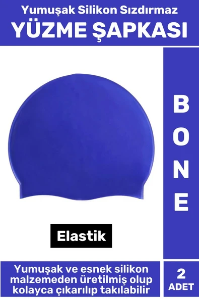 Özel Üretim Su Geçirmez Elastik Yüzücü Havuz Deniz Yüzme Şapkası Yumuşak Silikon Bone 2 Adet ürün görseli 1