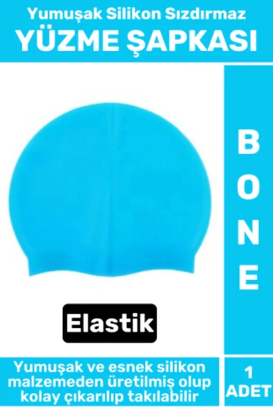 Premium Su Geçirmez Elastik Yumuşak Yüzücü Havuz Deniz Yüzme Şapkası Silikon Bone 1 Adet ürün görseli 1