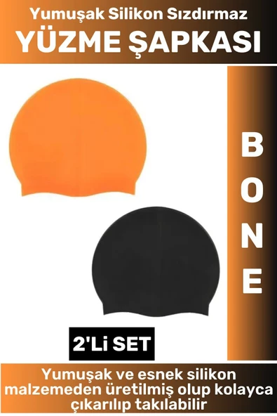 Özel Üretim Su Geçirmez Elastik Yumuşak Yüzücü Havuz Deniz Yüzme Şapkası Silikon Bone 2'Li SET ürün görseli 1