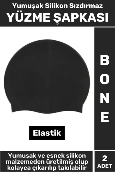 Özel Üretim Su Geçirmez Elastik Yüzücü Havuz Deniz Yüzme Şapkası Yumuşak Silikon Bone 2 Adet ürün görseli 1