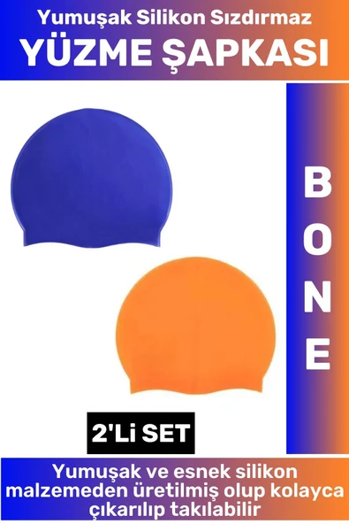 Özel Üretim Su Geçirmez Elastik Yumuşak Yüzücü Havuz Deniz Yüzme Şapkası Silikon Bone 2'Li SET ürün görseli 1