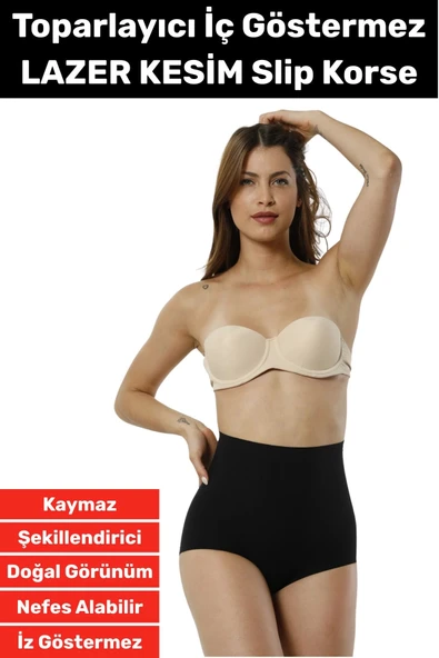 Özel Üretim İz İç Göstermez Kaymaz Sıkılaştırıcı Şekillendirici LAZER KESİM Slip Korse ürün görseli 1