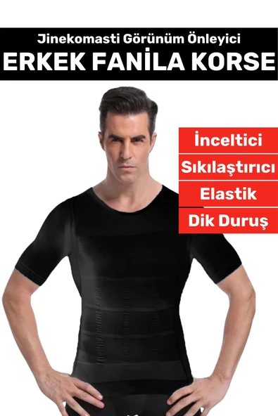 Özel Üretim Jinekomasti Dik Duruş Toparlayıcı Göbek Sıkılaştırıcı Elastik Erkek Fanila Korse ürün görseli 1