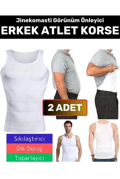 Özel Üretim Jinekomasti Dik Duruş Toparlayıcı Göbek Sıkılaştırıcı Elastik Erkek Atlet Korse 2 Adet ürün görseli 1