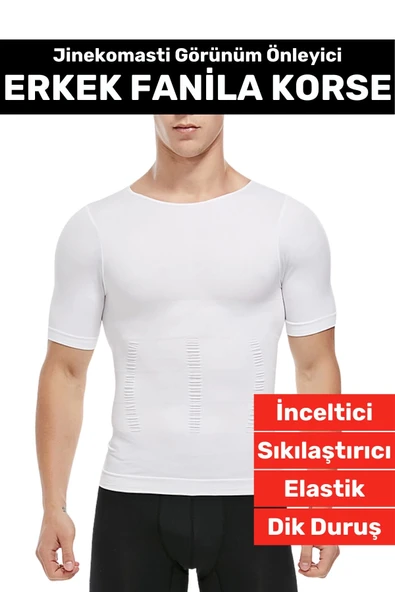 Özel Üretim Jinekomasti Dik Duruş Toparlayıcı Göbek Sıkılaştırıcı Elastik Erkek Fanila Korse ürün görseli 1
