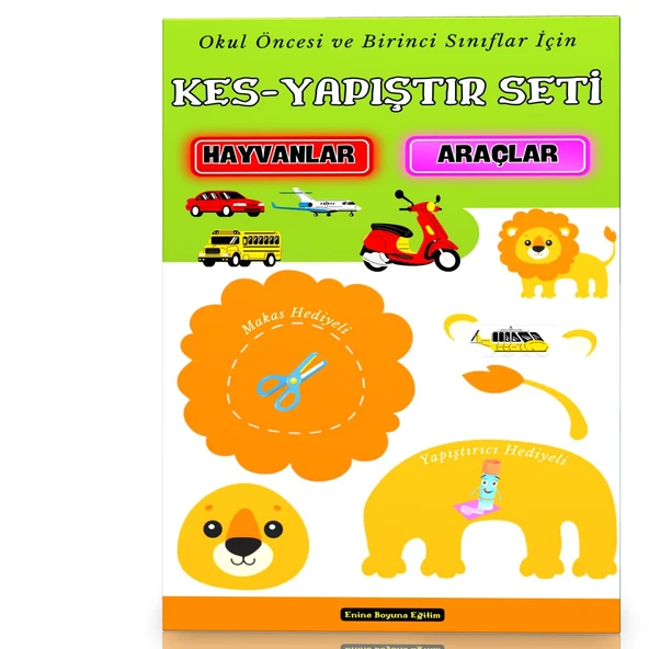 Okul Öncesi ve Birinci Sınıflar İçin KES-Yapıştır Seti (Hayvanlar-Araçlar) ürün görseli 1