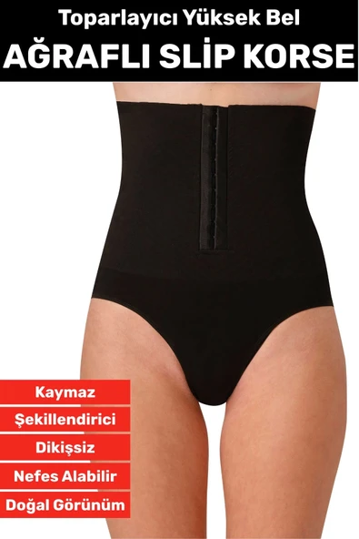 Özel Üretim Vücut Şekillendirici Beden Küçülten Toparlayıcı Ağraflı Yüksek Bel Slip Korse ürün görseli 1