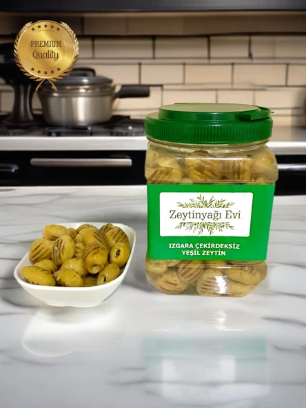 Izgara Çekirdeksiz Yeşil Zeytin Salatası 900 Gram Pet Ambalaj ürün görseli 1