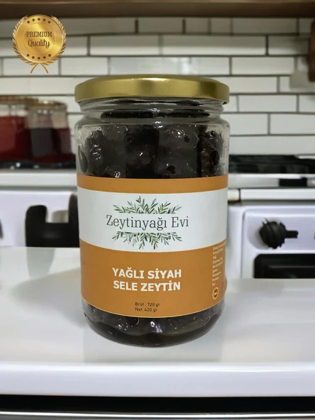 Yöresel Sele Sofralık Siyah Zeytin 720 Gram Cam Şişe Doğal Tatlandırma ürün görseli 1