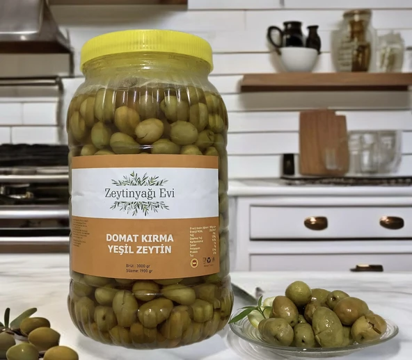 El Kırması Domat Sofralık Yeşil Zeytin İri Kalibre Pet Şişe 3000 Gram ürün görseli 1