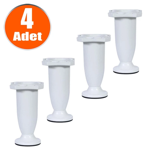Ayarlanabilir Dolap Mobilya Kanepe Sehpa Tezgah Ayağı Plastik Beyaz Ayakları 10 Cm (4 ADET) ürün görseli 1