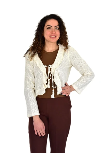Kadın Yazlık Otantik File Bağcıklı Hırka BGL-ST04247 ürün görseli 1