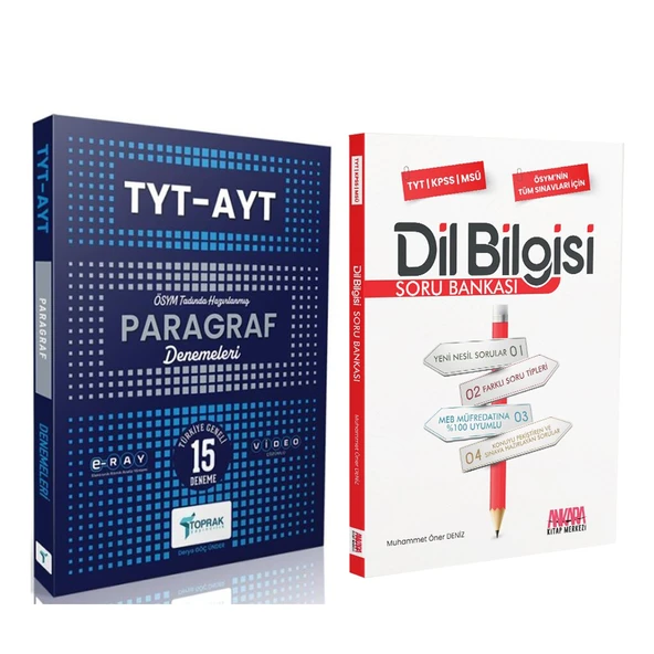 Toprak Yayıncılık TYT AYT Paragraf Deneme ve AKM Dil Bilgisi Soru Bankası Seti 2 Kitap ürün görseli 1