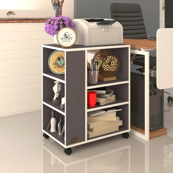 Kenzlife ofis yazıcı masası berubetto106 gri 106*090*60 tekerlekli sekreter ürün görseli 1