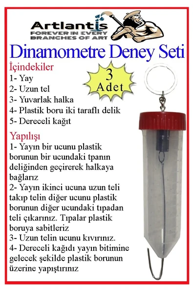 Dinamometre Deney Yapım Seti 3 Adet Deney Proje Tasarım Şırıngalı Basit Dinomometre Modeli Deney Malzemesi Okul Sınıf ürün görseli 1