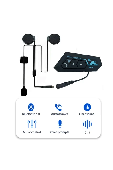 Motorcu Kask Kulakiçi Bluetooth Kulaklık Cevaplama ve Ses Tuşlu Siyah Mikrofonlu Bluetooth Kulaklık ürün görseli 1