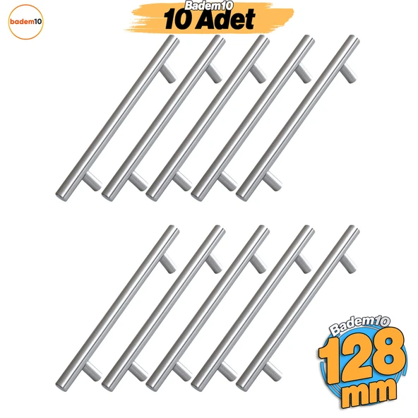 RoseMary (10 ADET) İnox Metal Kulp 128 mm ( 12.8 cm ) Mobilya Mutfak Çekmece Dolap Kapak Kulpu Kulbu ürün görseli 1
