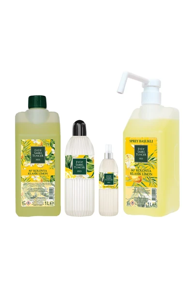 Eyüp Sabri Tuncer Klasik Limon Kolonyası 1 litre Yedek ve Sprey Şişe, 400 Ml ve 150 ML Şişe ürün görseli 1