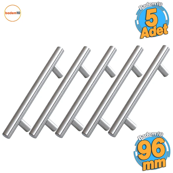 5 ADET RoseMary İnox Metal Kulp 96 mm ( 9.6 cm ) Mobilya Mutfak Çekmece Dolap Kapak Kulpu Kulbu ürün görseli 1