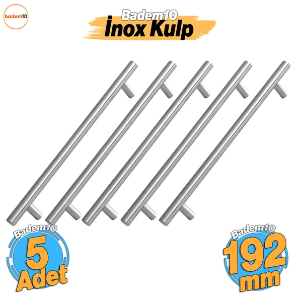 RoseMary 5 ADET İnox Metal Kulp 192 mm ( 19.2 cm ) Mobilya Mutfak Çekmece Dolap Kapak Kulpu Kulbu ürün görseli 1