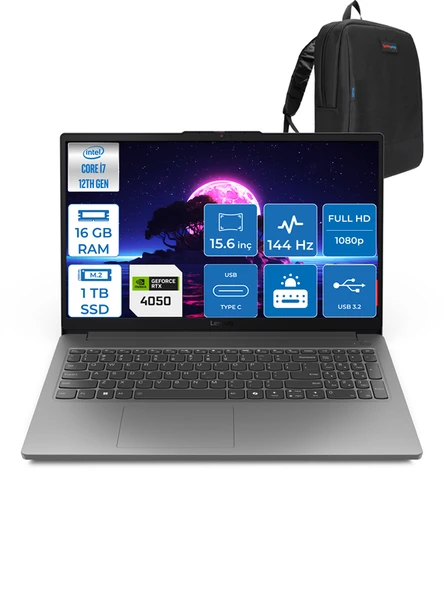 Lenovo Loq Intel Core I7 12650HX 16GB Ddr5 1tb SSD 6GB/RTX4050 WIN11HOME 15.6" Fhd 144Hz Yapay Zeka Destekli Taşınabilir Bilgisayar 15IAX9EH02 + Zettaçanta ürün görseli 1