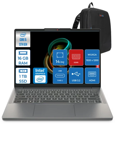 Lenovo Ideapad Slim 3 Intel Core I5 13420H 16GB Ddr5 1tb SSD Intel® UHD Graphics Freedos 14" Wuxga IPS Taşınabilir Bilgisayar 3S15IRH10F03 + Zettaçanta ürün görseli 1
