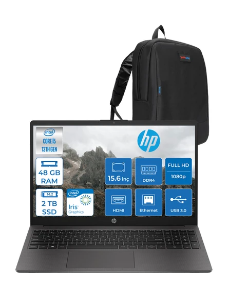 Hp 250 G10 Intel Core I5 1334U 48GB 2tb SSD Intel® Iris® Xᵉ Grafik Freedos 15.6" Taşınabilir Bilgisayar B2NC5ESF29 + Zetta Çanta ürün görseli 1