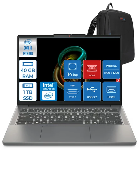 Lenovo Ideapad Slim 3 Intel Core I5 13420H 40GB Ddr5 512GB + 512GB SSD Intel® UHD Graphics WIN11HOME 14" Wuxga IPS Taşınabilir Bilgisayar 3S15IRH10H10 + Zettaçanta ürün görseli 1