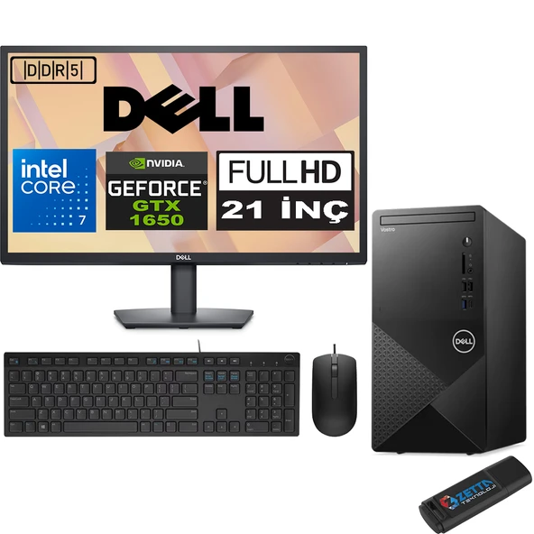 Dell Vostro 3030 mt Intel Core I7 12700 32GB Ddr5 256GB SSD 21.5" Fhd Ubuntu Nvidia Nvidia GTX1650-4GB Masaüstü Bilgisayar 21N3030I7GTX1650U16 + Zetta USB Bellek ürün görseli 1