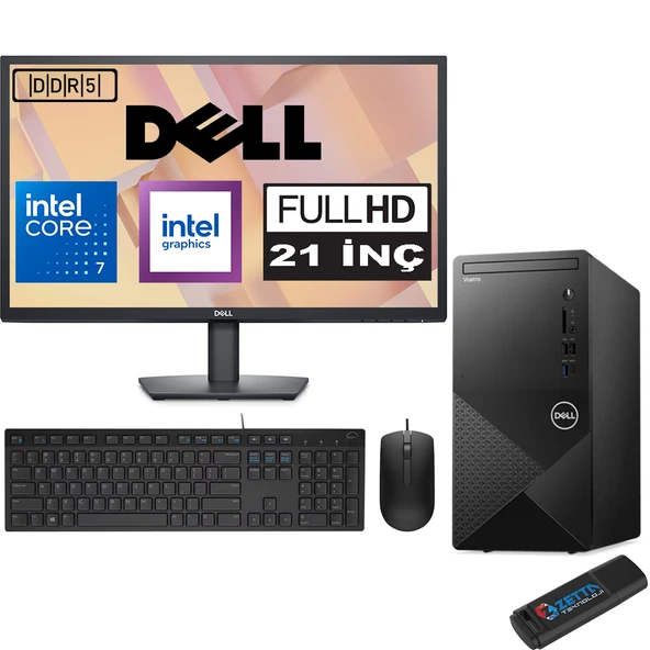 Dell Vostro 3030 mt Intel Core I7 12700 64GB Ddr5 4tb SSD 21.5" Fhd Windows 11 Pro Intel® UHD Graphics 730 Masaüstü Bilgisayar 21N3030I7EMEAP30 + Zetta USB Bellek ürün görseli 1