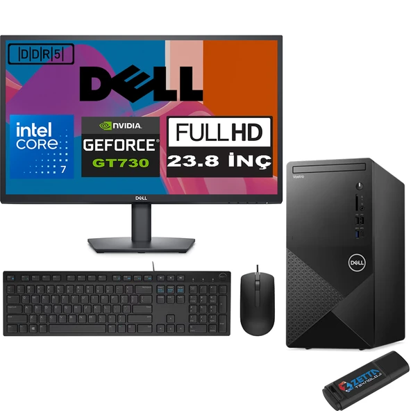 Dell Vostro 3030 mt Intel Core I7 12700 96GB Ddr5 4tb SSD 23.8" Fhd Windows 11 Pro Nvidia GT730-4GB Masaüstü Bilgisayar 23N3030I7GT730P05 + Zetta USB Bellek ürün görseli 1