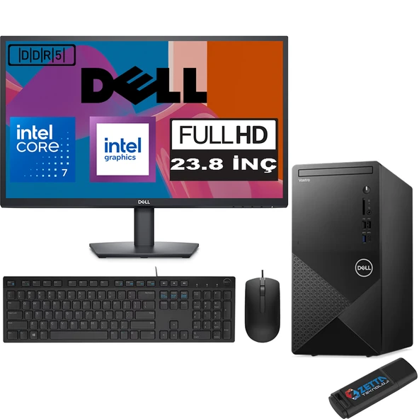 Dell Vostro 3030 mt Intel Core I7 12700 16GB Ddr5 4tb SSD 23.8" Fhd Windows 11 Pro Intel® UHD Graphics 730 Masaüstü Bilgisayar 23N3030I7EMEAP10 + Zetta USB Bellek ürün görseli 1