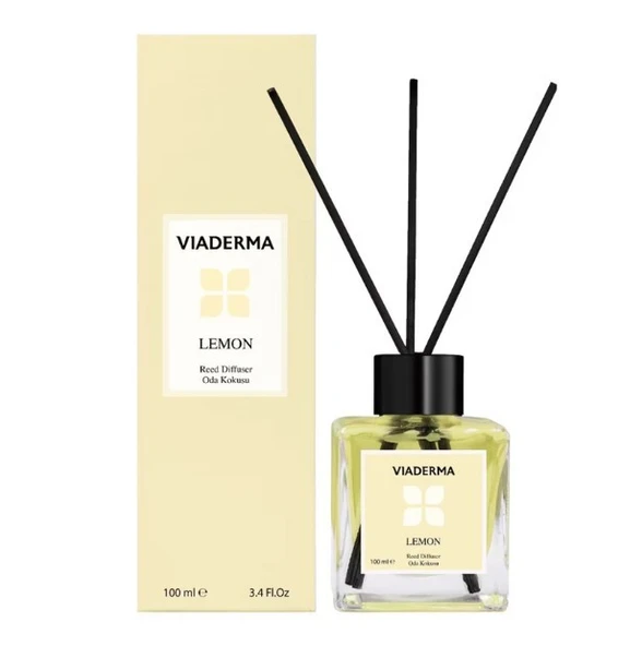 Viaderma Kare Şişe Limon Esansı Bambu Çubuklu Oda Kokusu 100 ml ürün görseli 1