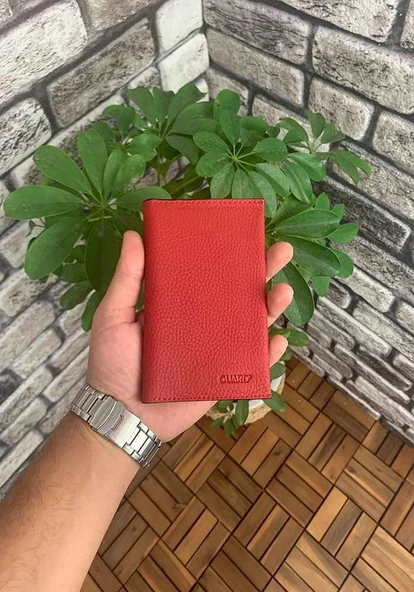 Guard Kırmızı Hakiki Deri Pasaport Kılıfı - GRD250308WT1323 ürün görseli 1