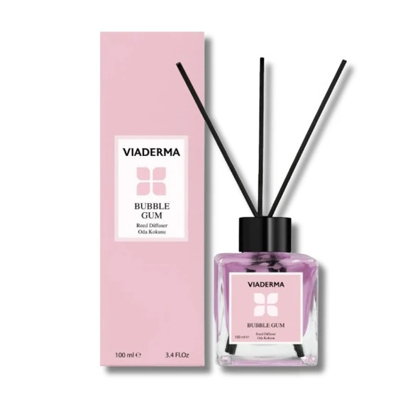 Viaderma Kare Şişe Bubblegum Esansı Bambu Çubuklu Oda Kokusu 100 ml ürün görseli 1