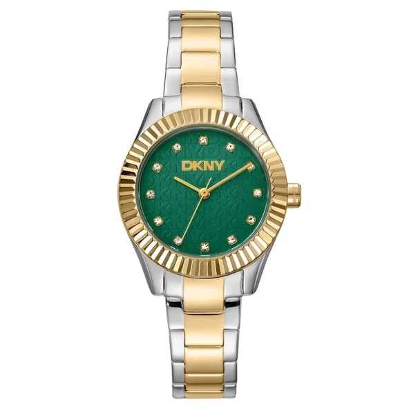 DKNY DK1L017M0085 ALTIN KAPLAMA YEŞİL KADRAN KADIN KOL SAATİ ürün görseli 1
