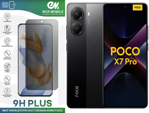 Poco X7 Pro Ekran Koruyucu Tam Uyumlu 9H Esnek Nano Kırılmayan MAT HAYALET(Privacy) ürün görseli 1