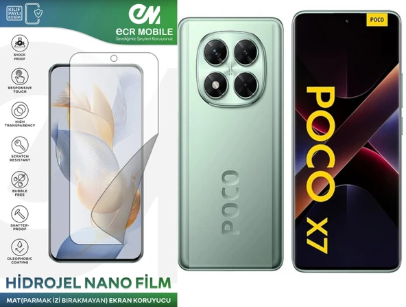 Poco X7 ile Uyumlu Hidrojel Nano Ekran Koruyucu Film MAT(Tempered Cam Değildir!) ürün görseli 1
