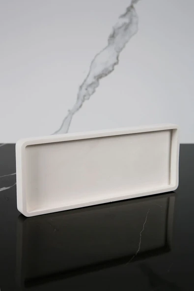 Betonmall Dekoratif Sunum Tepsisi Tabağı Beton Sunumluk 10x25 Cm Beton Gri ürün görseli 1