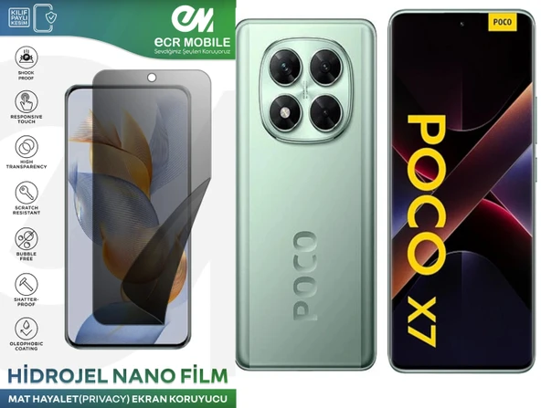 Poco X7 Uyumlu Hidrojel Nano Ekran Koruyucu Film HAYALET(Privacy)Tempered Cam Değildir ürün görseli 1