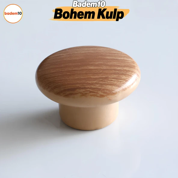 Bohem Düğme Kulp Açık Ceviz Renk Mobilya Mutfak Dolap Dolabı Çekmece Kulpu Kulbu Plastik Tek Vida ürün görseli 1
