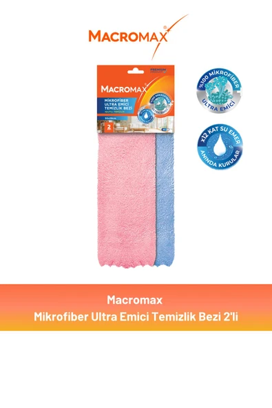 Macromax Ultra Emici Mikrofiber Temizlik Bezi 2'li ürün görseli 1