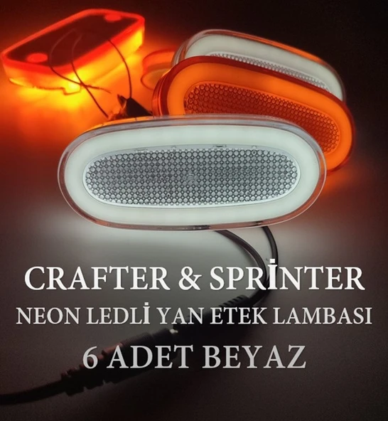6 Adet Sprinter Crafter Uyumlu Neon Ledli Yan Etek Lambası Beyaz ürün görseli 1