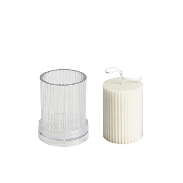 Poli Karbon Sert Plastik  Mum Kalıbı Dik Çizgili 8,5X6,5 CM ürün görseli 1