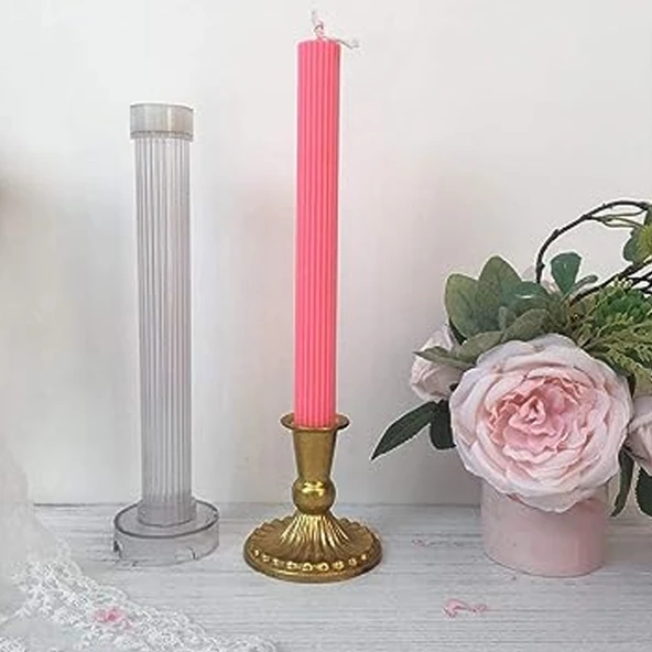 Poli Karbon Mum Kalıbı Dik Çizgili   29 CM ürün görseli 1